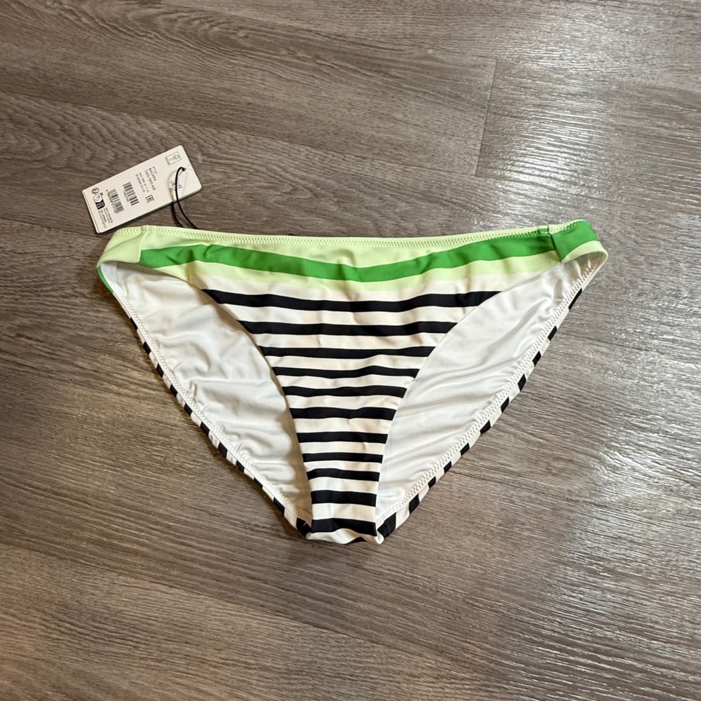 Bogner Fire + Ice Bacara Striped Bikini Bottoms Green‎ Black White US 12 XL New